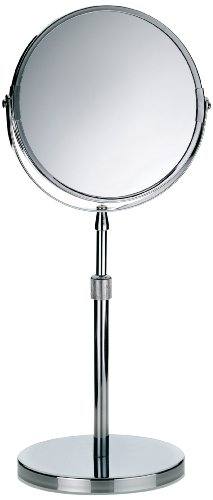 Kela 20846 Specchio con base d'appoggio, due superfici riflettenti (ingrandimento x1 e x5), diametro 17 cm, colore: Argento