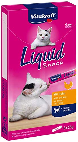 Vitakraft Snack liquido per gatto, Pollo e Taurina, 6 bustine da 15 g