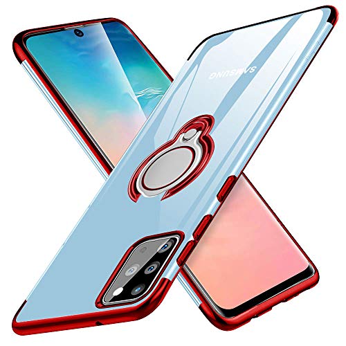 kadixini Custodia Samsung Galaxy S20 Plus Ring 360°Regolabile Anello Magnetica Supporto Ring TPU Case Silicone Custodia Samsung Galaxy S20 Plus Rosso