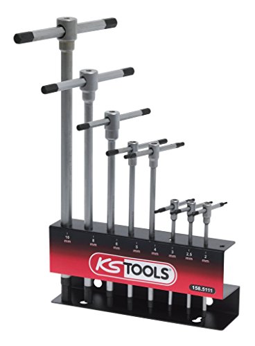 KS Tools 158.5111 – 8 pezzi 8 chiavi esagonali con impugnatura a T/supporto