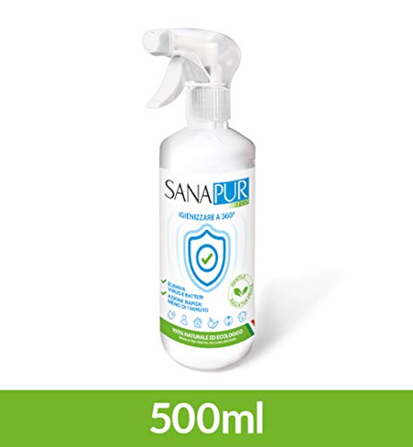 Sanapur by Ardes ARMSANA500 Soluzione Igienizzante Multiuso per Tutte Le Esigenze Quotidiane Superfici Tessuti Personale Completamente Naturale Atossico 500 ml Trigger, Bianco