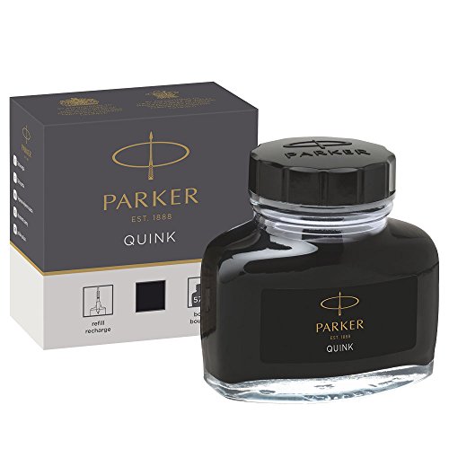 Parker flacone di inchiostro liquido Quink per penna stilografica, 57 ml, con confezione, nero