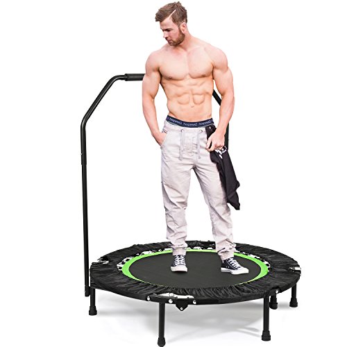 Profun Mini Trampolino Fitness Pieghevole da 40 Pollici, Buttafuori da Trampolino Interni/Giardino/Aerobica, Carico Massimo 300 LB (Verde 2)