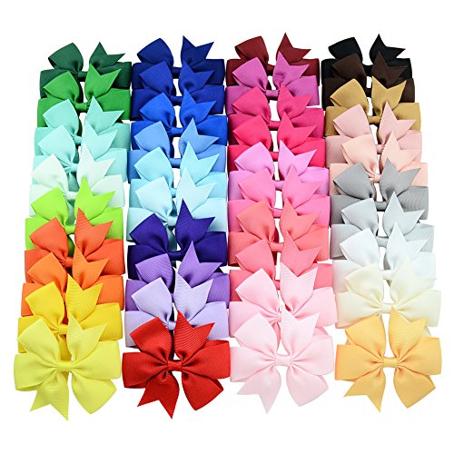 40 Pezzi Clip di Capelli delle Neonate Morbido Nastro del Grosgrain Bowknot Fermagli per Capelli per Bambini Toddler