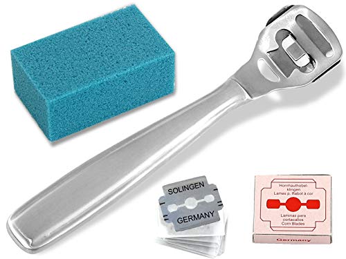 Cura dei piedi Set – 10 X sicurezza pialla lame Solingen + calli + pietra pomice Pedicure Set