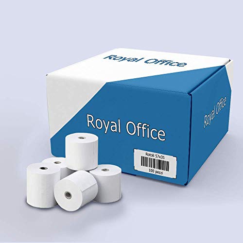 RoyalOffice Rotoli Termici 57x35 mt per Registratori di Cassa POS Bancomat Carta Termica (10 pz.)