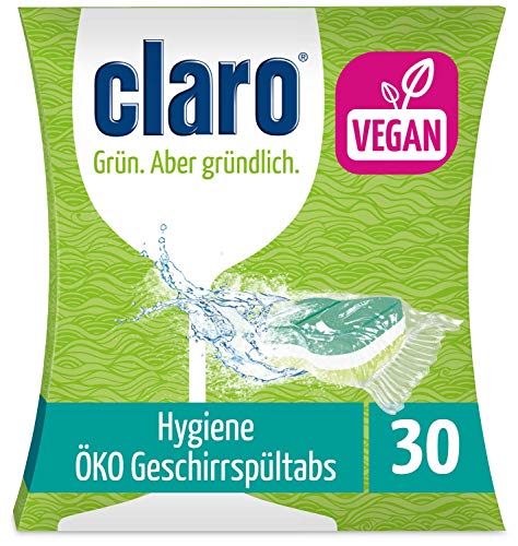 Claro Hygiene Pastiglie Lavastoviglie - 30 Tabs - Detersivo per Lavastoviglie Ecologiche Senza Fosfati - Eliminare il 99% di Tutti i Batteri - Biodegradabili