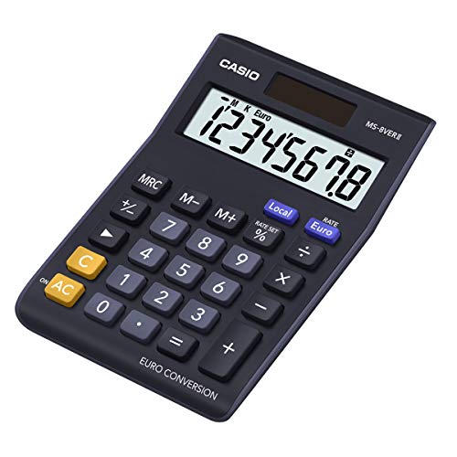 CASIO MS-8VERII calcolatrice da tavolo - Display a 8 cifre, euroconvertitore