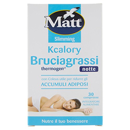 Matt Bruciagrassi Kcalory Thermogenct Notte Integratore Alimentare, Compresse Brucia Grassi Rassodante Snellente - 10 gr