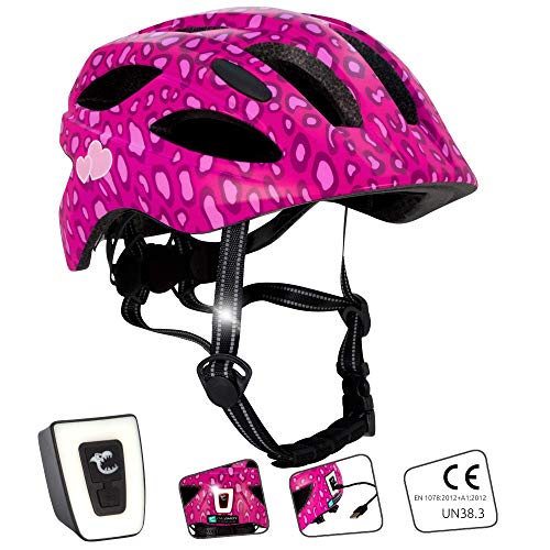 Crazy Safety Bicycle Helmet with USB Light (Bianca, 54-58)