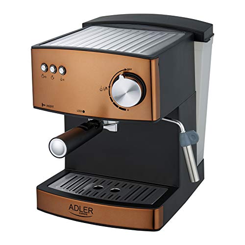 Adler macchina per caffè espresso, 850 W, alluminio, oro