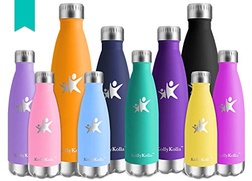 KollyKolla Bottiglia Acqua, Borraccia Termica in Acciaio Inox 350ml, Bottiglia Bambini Isolamento Sottovuoto a Doppia Parete, Bottiglia Sports Senza BPA per Escursionismo, Yoga, Bicicletta, Scuola