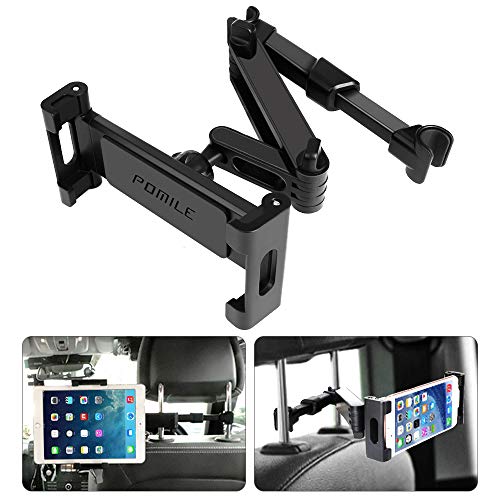 POMILE Supporto Tablet Poggiatesta Auto Regolabili Dimensioni Diverse, Universale Supporto per Tablet da 4,7 a 12,9 pollici, Samsung, iPhone XS X 8 7, Nintendo Switch