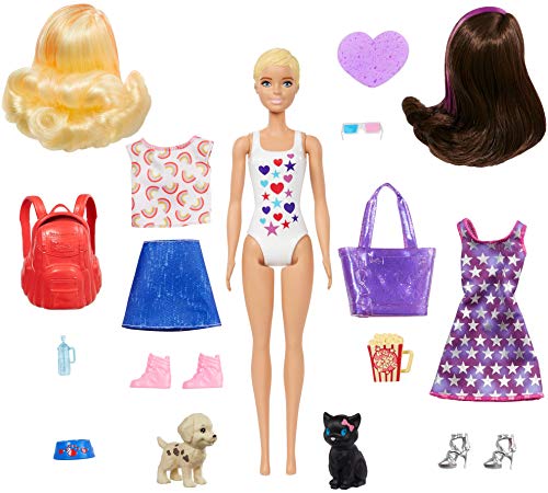 Barbie- Ultimate Color Reveal Bambola con 25 Sorprese, 2 Cuccioli, 15 Sacchettini con Abiti e Accessori, Modelli Assortiti, Giocattolo per Bambini 3+Anni, GPD56