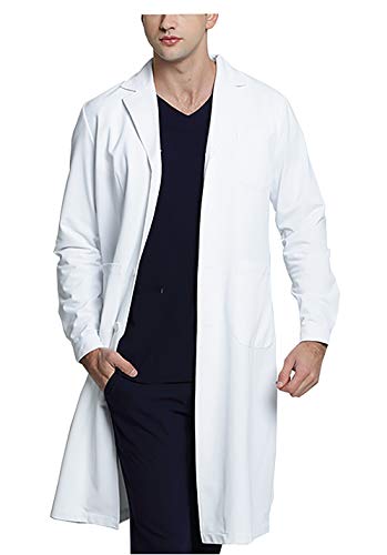 WWOO Camice da Laboratorio Uomo Bianco Abbigliamento da Lavoro e Divise Camice Uomo Aggiornamento del Tessuto Sottile L