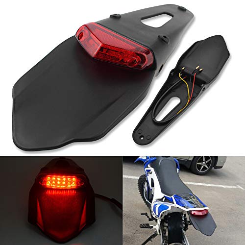 Katur - Luce freni rossa a LED per parafango posteriore con staffa per moto fuoristrada, motocross moto enduro (lente rossa)