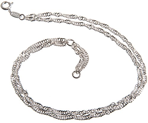 Cavigliera in argento, catena Singapore a due file, dimensioni: 2,3 mm larghezza, in vero argento 925, argento, cod. 1235