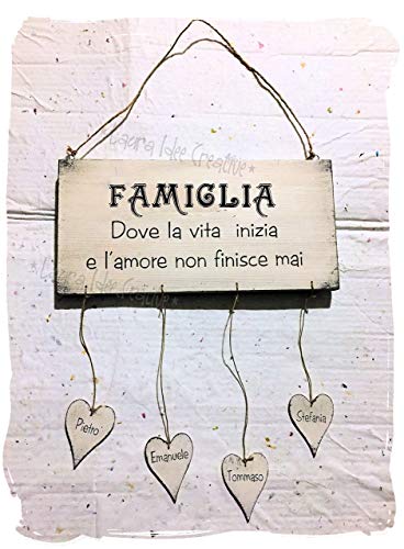 Targa FAMIGLIA in legno personalizzata con nomi - Idea regalo personalizzato