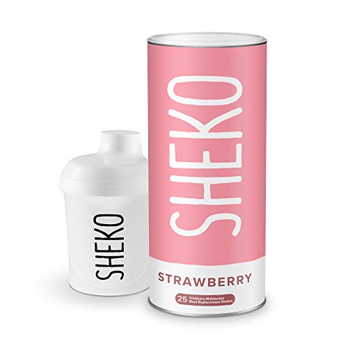 Sostitutivo pasto dimagrante gusto fragola Sheko | Sostitutivo pasto polvere con shaker proteine integrato | Integratori alimentari 25 porzioni