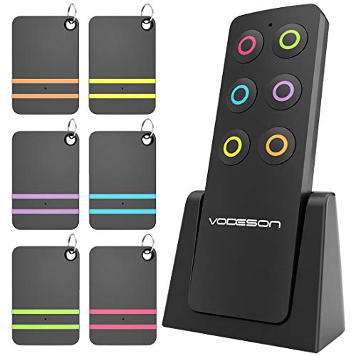 Vodeson, Localizzatore wireless per chiavi e portafogli, portatile, con 1 trasmettitore, senza app, batteria inclusa, Acrilonitrile butadiene stirene, Nuovi 6 ricevitori