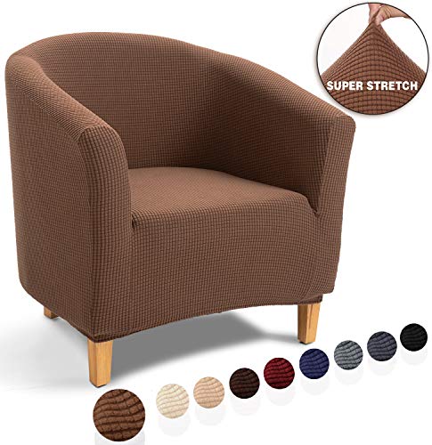 TIANSHU Poltrona da Cocktail Chesterfield Fodere coprisedia, Elasticizzato Jacquard Antiscivolo 1-Pezzo Fodere coprisedia Tub Chair Copridivano(Copertura della Sedia della Vasca,caffè)