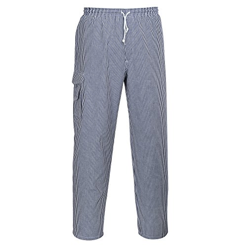 Portwest C078CHRXL Pantaloni Chester da Chef, Bianco/Blu, XL