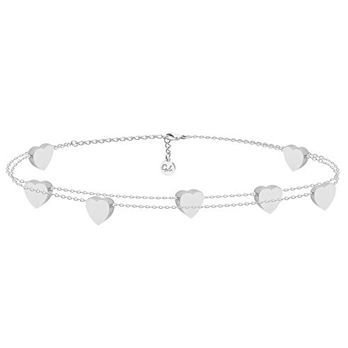 GOOD.designs ® Bracciale donna con cuore (braccialetti donna regolabiles) Bracciali donna con cuori piccoli (argento)
