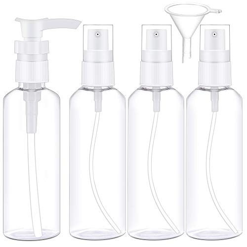 4 Pezz trasparente Bottiglie da Viaggio,100 ML Set Di Bottiglie Spray Da Viaggio,Approvato TSA Kit da aereo con bottiglie da viaggio