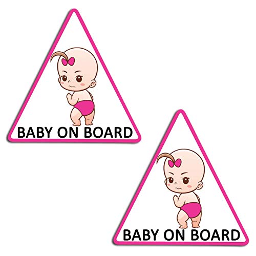 Biomar Labs® 2 x Adesivi Vinile Stickers Autoadesivi Decalcomania Bebè A Bordo Baby On Board Bambino Bimbo Safety Sign Car Sicurezza Adesivi per Auto Moto Finestrìno Finestro Porta B 170