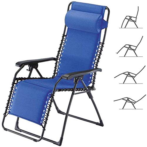 BAKAJI Sedia gravità Zero Sdraio da Giardino Poltrona Relax Pieghevole Salvaspazio Tubolari Alluminio Reclinabile Seduta in Tessuto Imbottito per Mare Spiaggia Piscina Arredo Esterno (Blu)