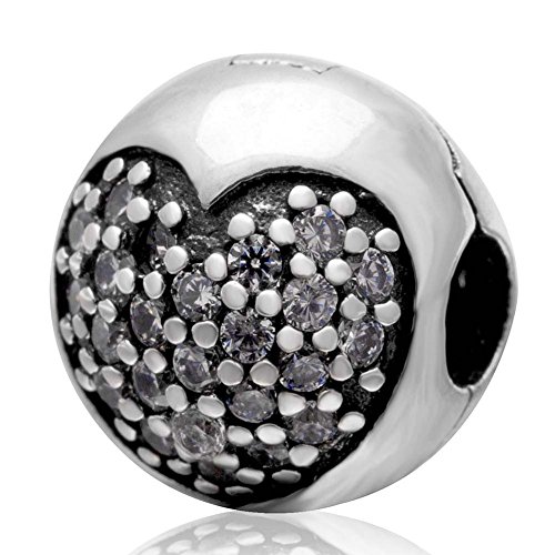 Zircone clip stopper in argento Sterling 925 My Love stopper charm distanziatore charm per braccialetti Pandora White