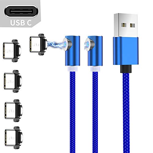 Ruibo Sike - Cavo di ricarica magnetico USB a forma di L, 90 gradi Tipo C Blu
