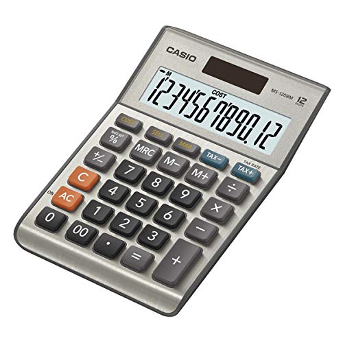 Casio MS-120BM Calcolatrice da Tavolo, Display a 12 Cifre, Calcolo Profitto, Calcolo Imposte