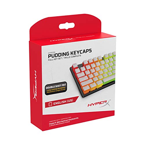 Copritasti Pudding HyperX - Set completo da tastiera - PBT - Bianco - Layout Inglese (US) - 104 tasti, Retroilluminazione, Profilo OEM