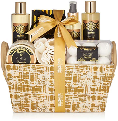BRUBAKER Set beauty da bagno e doccia 'Vanilla Golden Paradies' - fragranze floreali di vaniglia, rosa e menta - Set regalo in 13 pezzi in confezione regalo