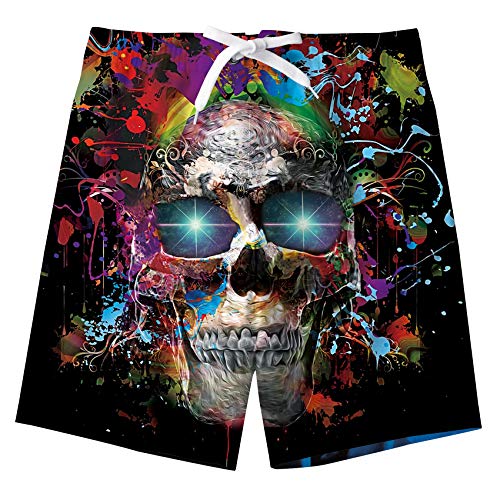 Fanient Pantaloncini da Bagno Boys Stampa Teschio 3D Grafica Divertente Costume da Bagno Pantaloncini da Spiaggia ad Asciugatura Rapida Sport da Corsa Sport Nuoto Shorts da Surf