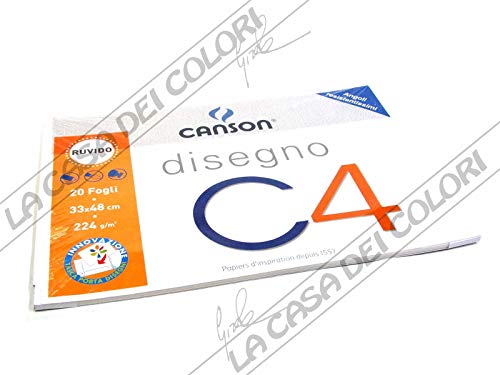 Canson - Album a 4 Angoli, Disegno C4, Ruvido, 20 Fogli, 224 G/Mq, 33x48 cm