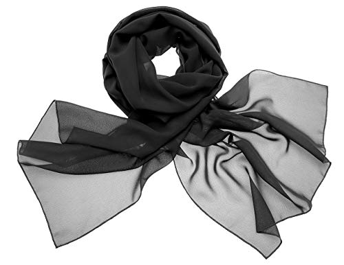 DRESSTELLS Scialli Sciarpa Chiffon Donna Avvolgere Accessori Sera Partito in vari colori Black 190cm×70cm