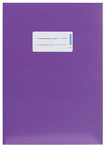 HERMA 19770 - Copertina per quaderno, formato DIN A5, con etichetta per scrivere, in cartone robusto e resistente, colore: viola