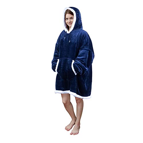 Viviland - Felpa con cappuccio sherpa, morbida, calda, con grande tasca anteriore, per guardare la TV, coperta per adulti