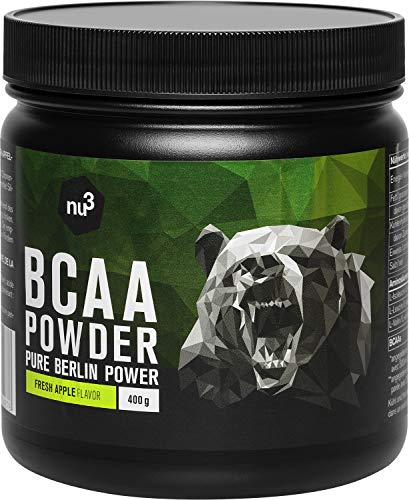 nu3 BCAA Powder Fresh Apple - 400 g di polvere di BCAA - sapore mela fresca - con un rapporto aminoacidico ottimale di 2:1:1 - per gli atleti di bodybuilding e di resistenza - integratori sportivo