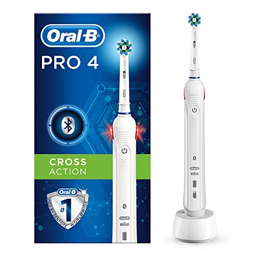 Oral-B PRO 4, spazzolino elettrico, con controllo visivo della pressione e funzione Smart Coaching, colore bianco