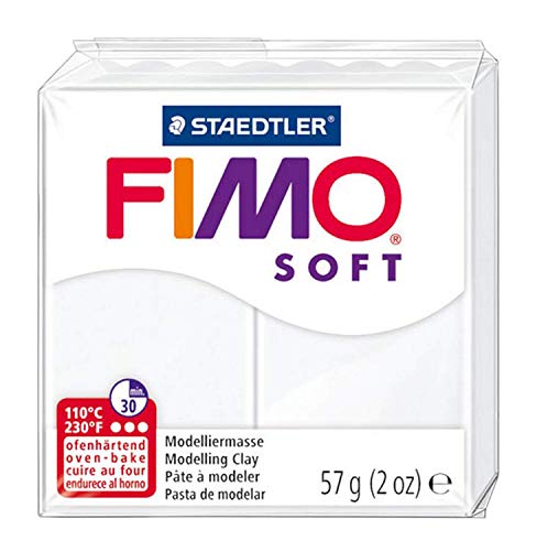 STAEDTLER FIMO SOFT, pasta modellabile termoindurente, panetto da 57 grammi, colore bianco, 8020-0