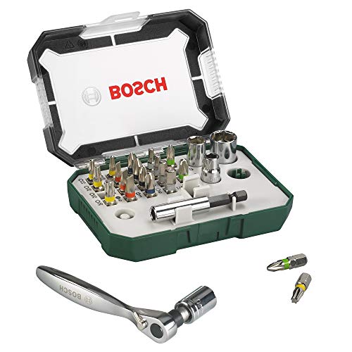 Bosch Set da 26 Pezzi di bit avvitamento e cricchetti, qualità dura, accessori trapano avvitatore e avvitatore