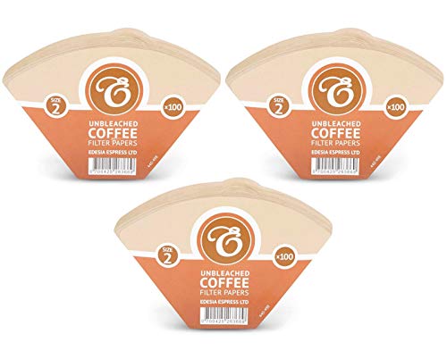 EDESIA ESPRESS - 300 filtri caffè americano in carta non sbiancata - forma a cono - misura 2