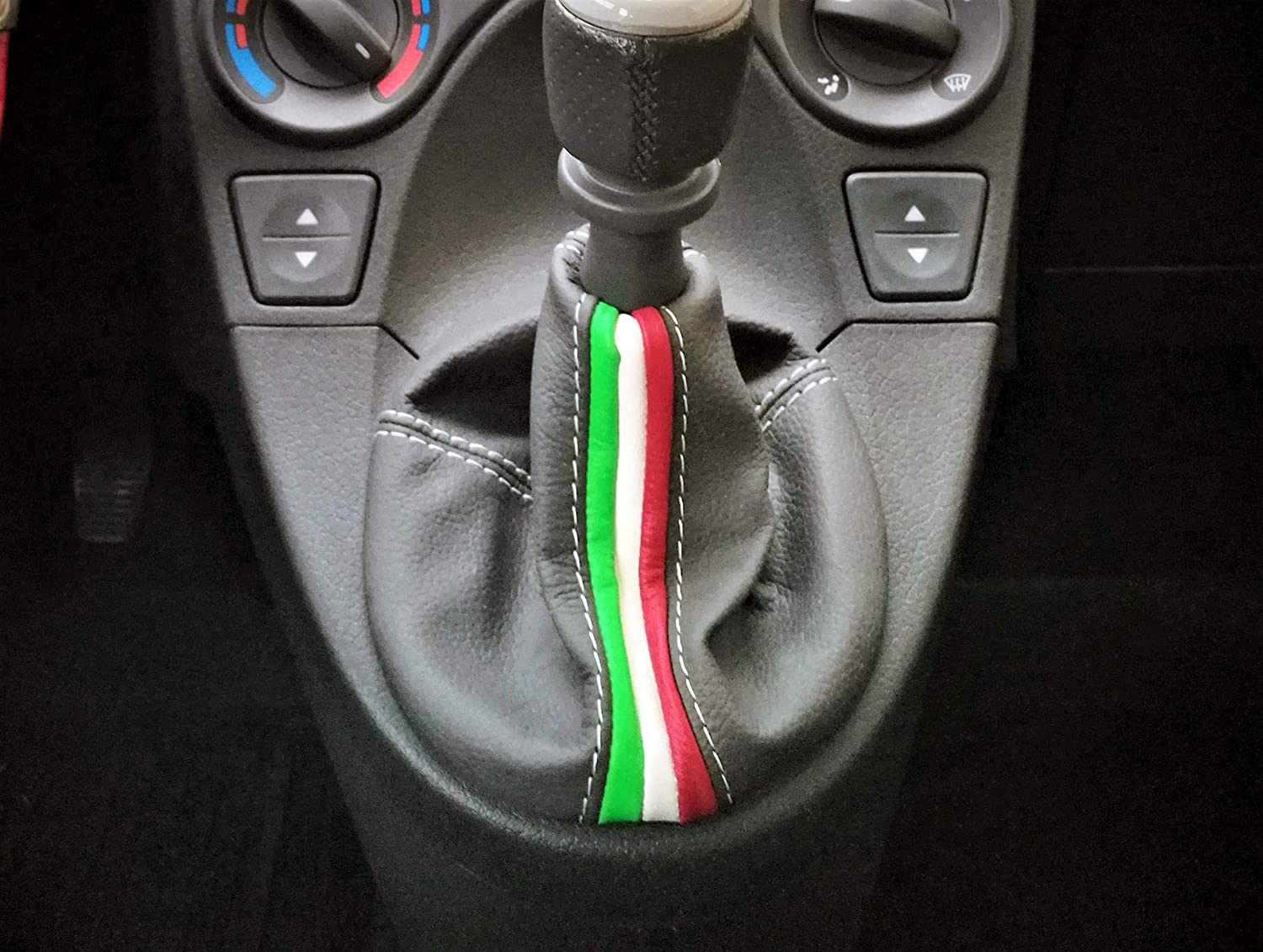 cuffia cambio compatibile con Fiat Panda (2003-2011) in vera pelle antracite e tricolore