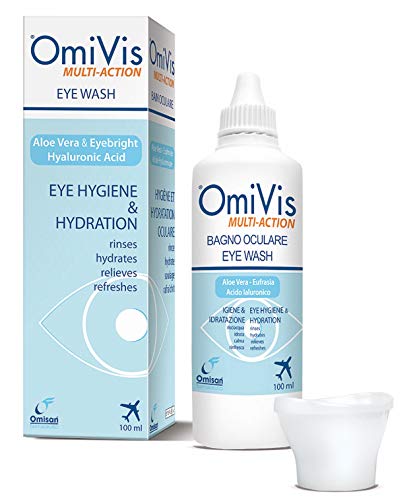 OmiVis Bagno oculare (con Acido ialuronico ed Aloe vera) per l’igiene e l’idratazione - 100 ml