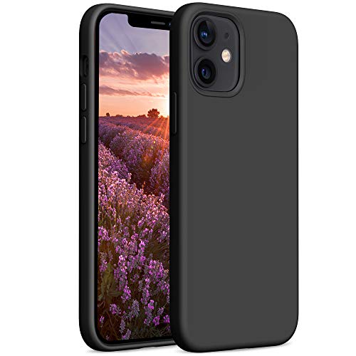 YATWIN Compatibile con Cover iPhone 12 Mini 5,4'', Custodia per iPhone 12 Mini Silicone Liquido, Protezione Completa del Corpo con Fodera in Microfibra, Nero