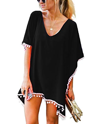 Voqeen Copricostume Donna Mare Costume da Bagno Donna Abito da Bagno Copricostume Donna Abito Spiaggia Nappa Scollato a V Sexy Bikini Cover Up Chiffon Costume da Bagno Abito Spiaggia Kaftan Top