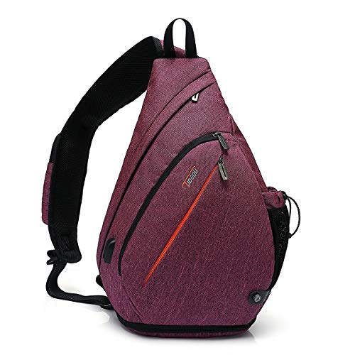 TUDEQU Crossbody Backpack Sling Chest Bag Backpack Casual Daypack with Dry Wet Separation And USB Port for Men & Women (Rose Blk)